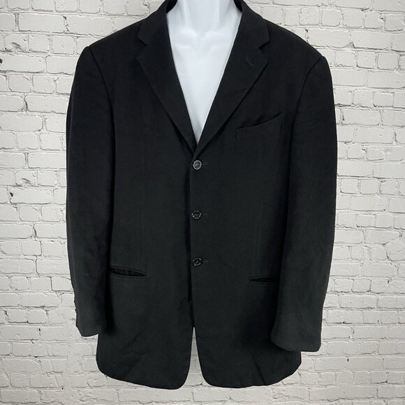 Armani Black Cashmere Soft 3 Button Vented Notch Blazer Italy Made Size 41